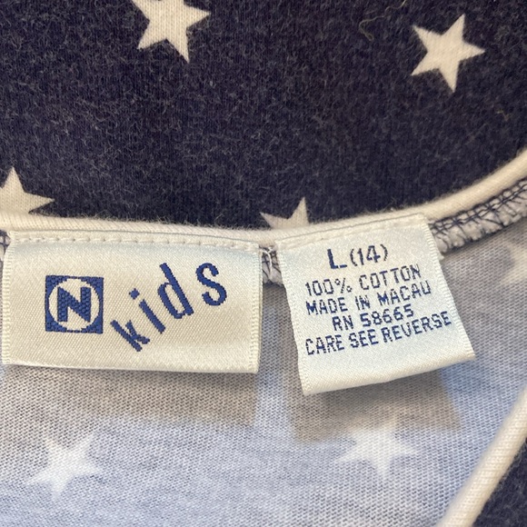 Vintage Blue & White Stars Dress N Kids Nordstrom Cotton Girls Large 14 90's Y2K - Picture 4 of 7